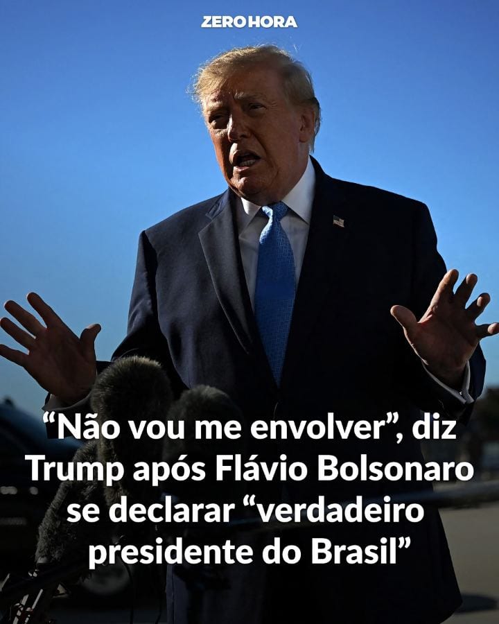 Donald Trump, presidente dos Estados Unidos, afirmou que não pretende se envolver após Flávio Bolsonaro se autodeclarar