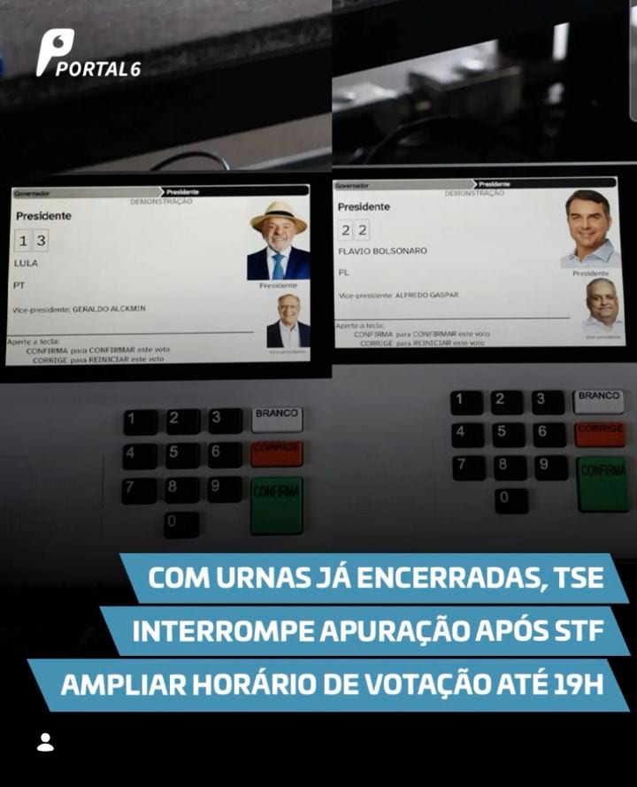 ELEIÇÕES 2026 | O Tribunal Superior Eleitoral (TSE) interrompeu a totalização dos votos do segundo turno das eleições pr