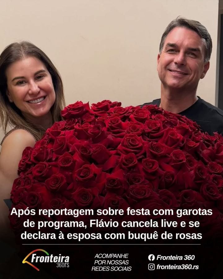 ROMÂNTICO, NÃO? | No mesmo dia em que uma reportagem revelou que Flávio Bolsonaro (PL) participou de uma festa com garot