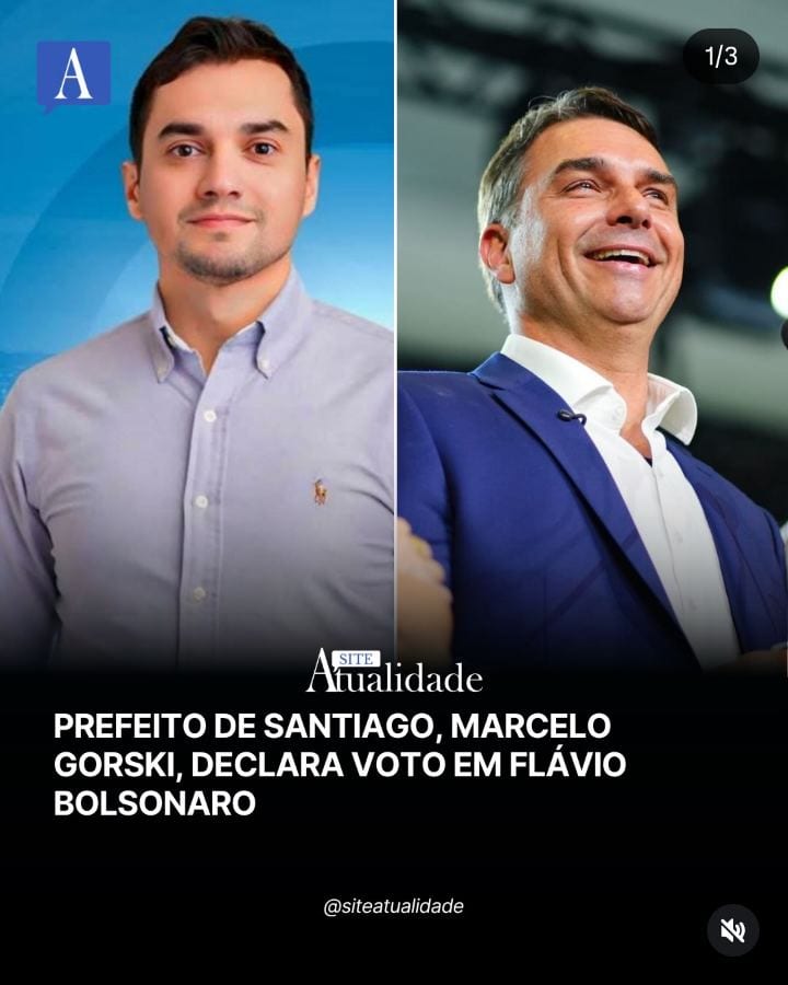 SANTIAGO – O prefeito Marcelo Gorski de Matos (PP) declarou voto no candidato do PL à Presidência da República, Flávio B