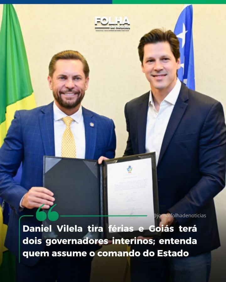 O governador de Goiás, Daniel Vilela (MDB), assinou nesta quarta-feira (28) o termo de transmissão do cargo ao president