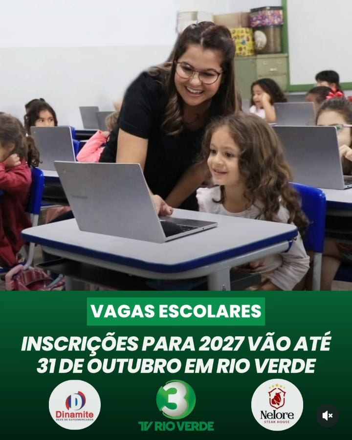A Prefeitura de Rio Verde abriu as inscrições da Chamada Pública Escolar 2027 para famílias que buscam vagas na rede mun