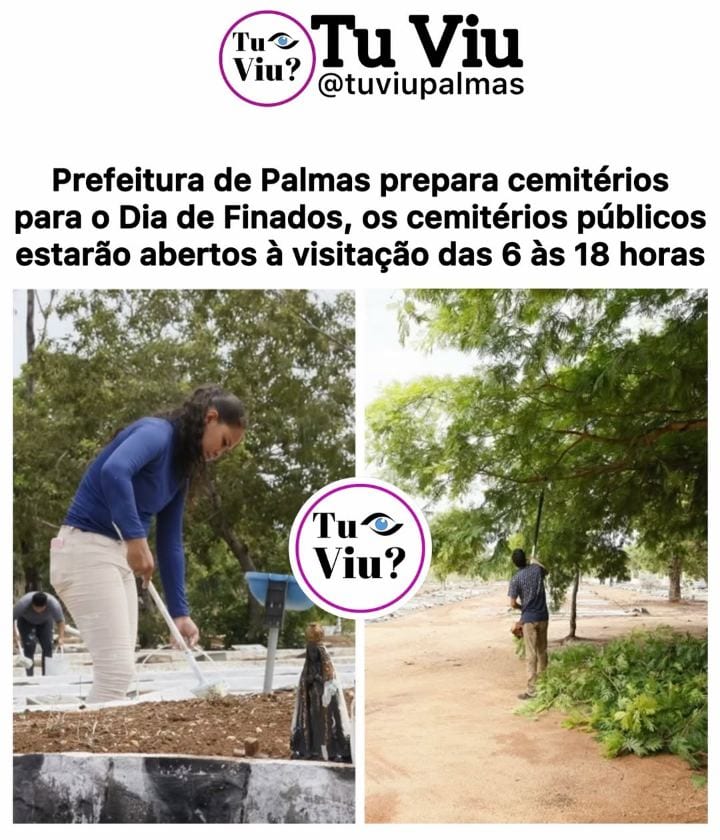 A Prefeitura de Palmas, por meio da Secretaria Municipal de Zeladoria Urbana, prepara os cemitérios públicos da Capital
