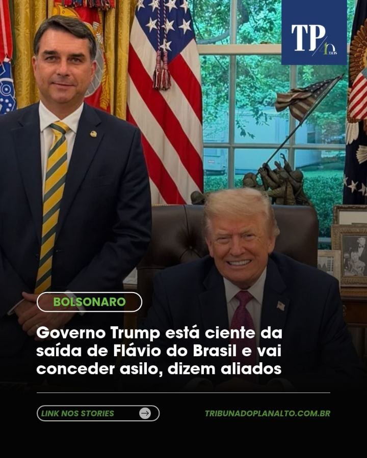 Aliados de Flávio Bolsonaro afirmam que governo Trump está disposto a ceder asilo ao senador do PL.