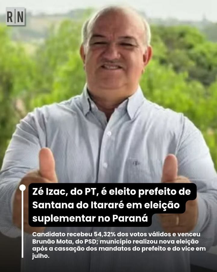 Zé Izac (PT) foi eleito prefeito de Santana do Itararé, no norte pioneiro do Paraná, neste domingo (25), durante uma ele