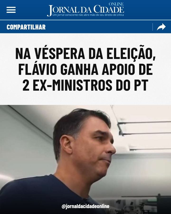 NA VÉSPERA DA ELEIÇÃO, FLÁVIO GANHA APOIO DE 2 EX-MINISTROS DO PT