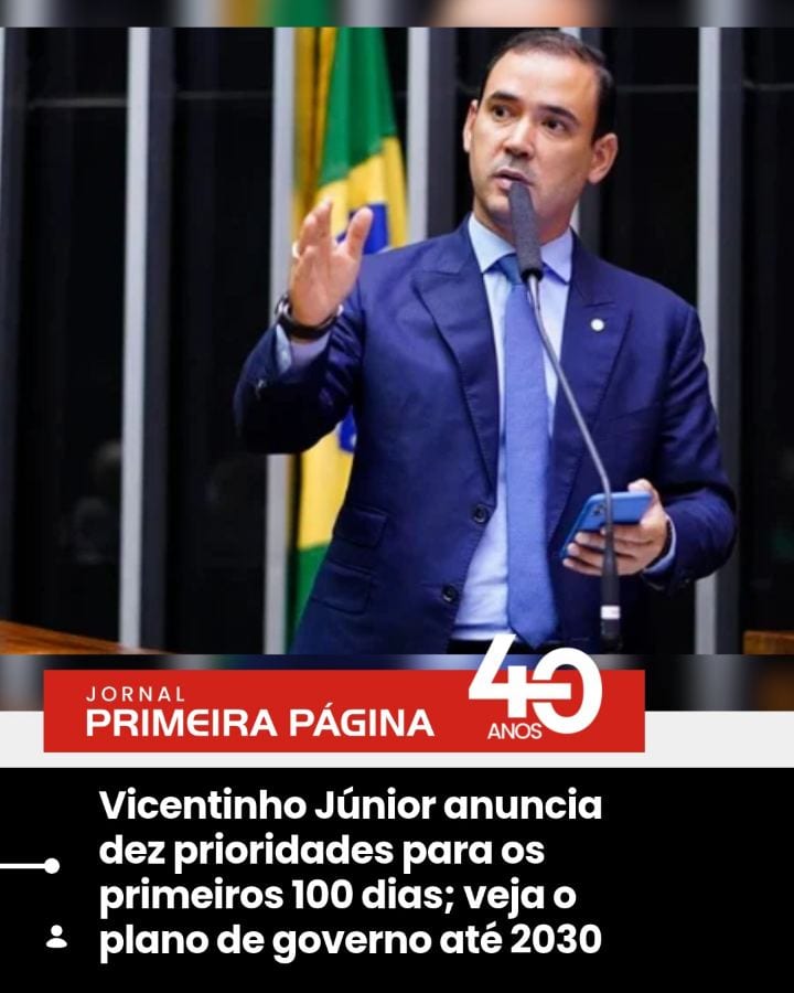 Eleito governador do Tocantins neste domingo (25), Vicentinho Júnior (PSDB) apresentou dez compromissos para os primeiro