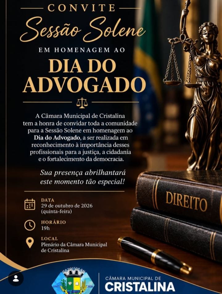 CONVITE ESPECIAL | SESSÃO SOLENE EM HOMENAGEM AO DIA DO ADVOGADO
