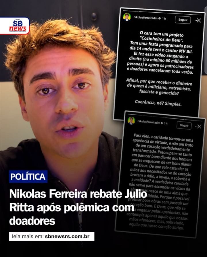 O deputado federal Nikolas Ferreira (PL-MG) se manifestou nas redes sociais sobre as declarações do chef e ativista soci