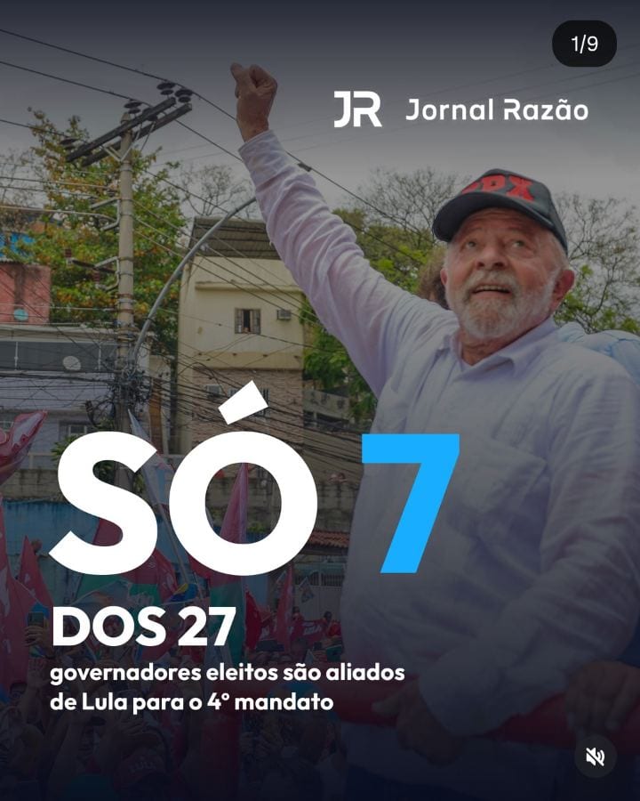 Lula (PT) foi reeleito para o 4º mandato, mas só 7 dos 27 governadores eleitos em 2026 declararam apoio a ele na campanh