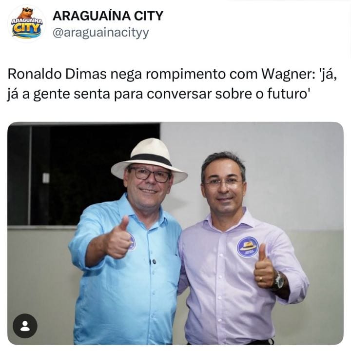 Siga: @araguainacityy O ex-prefeito de Araguaína Ronaldo Dimas (Podemos) negou ter rompido politicamente com o prefeito
