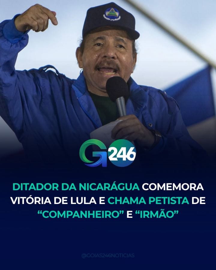 O ditador da Nicarágua, Daniel Ortega, e sua esposa, Rosario Murillo, que também exerce a copresidência do país, comemor