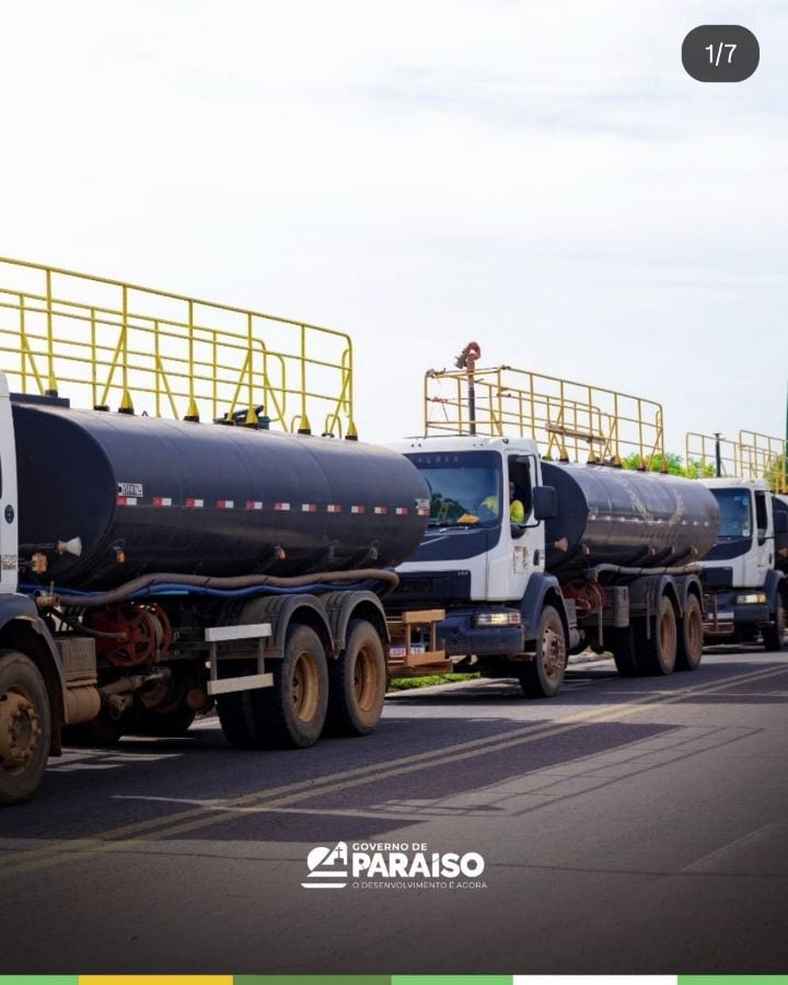 Paraíso recebeu seis caminhões-pipa do Governo do Tocantins