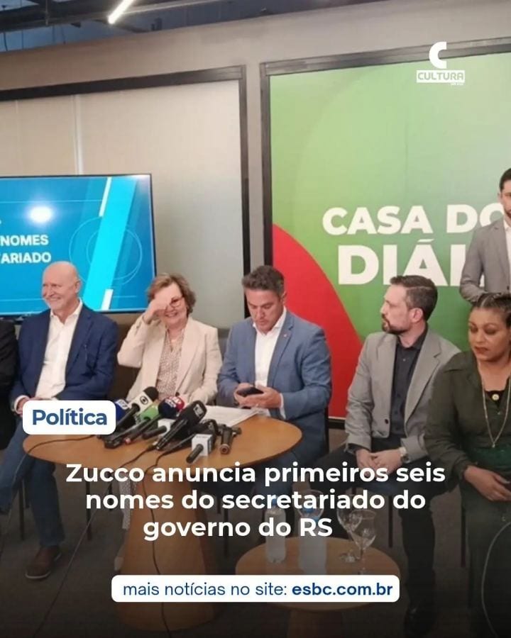 O governador eleito do Rio Grande do Sul, Luciano Zucco (PL), anunciou nesta terça-feira (27) os primeiros nomes do secr