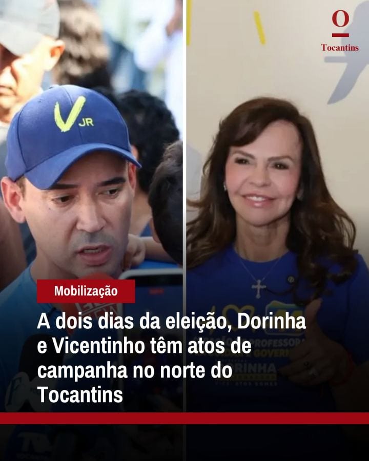 A dois dias do segundo turno, Professora Dorinha (União Brasil) e Vicentinho Júnior (PSDB) têm atividades de campanha pr