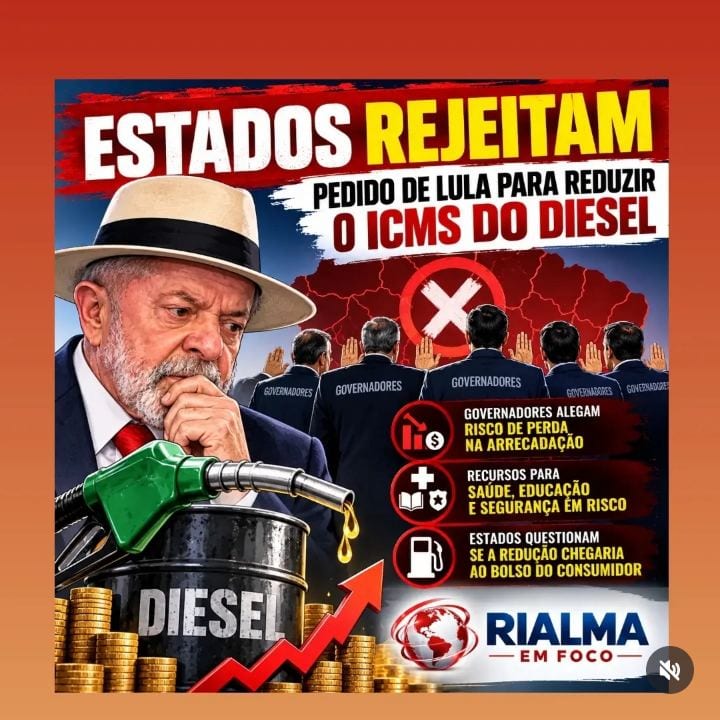 ESTADOS REJEITAM PROPOSTA DO GOVERNO LULA PARA REDUZIR ICMS SOBRE O DIESEL