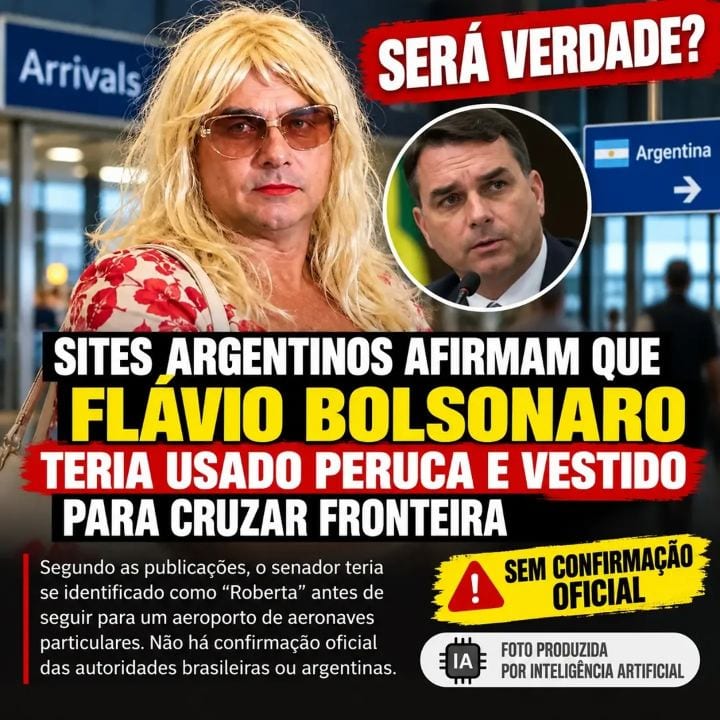 SERÁ VERDADE? SITES ARGENTINOS ALEGAM QUE FLÁVIO BOLSONARO TERIA USADO PERUCA E VESTIDO PARA ATRAVESSAR A FRONTEIRA!