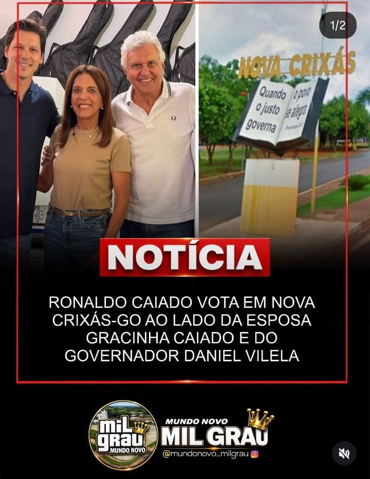 RONALDO CAIADO VOTA EM NOVA CRIXÁS-GO AO LADO DA ESPOSA GRACINHA CAIADO E DO GOVERNADOR DANIEL VILELA