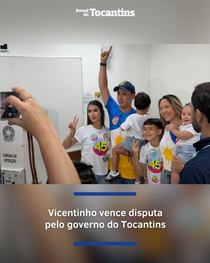 ELEIÇÕES 2026 - O deputado federal Vicentinho Júnior (PSDB) venceu a eleição para o governo do Tocantins neste domingo (