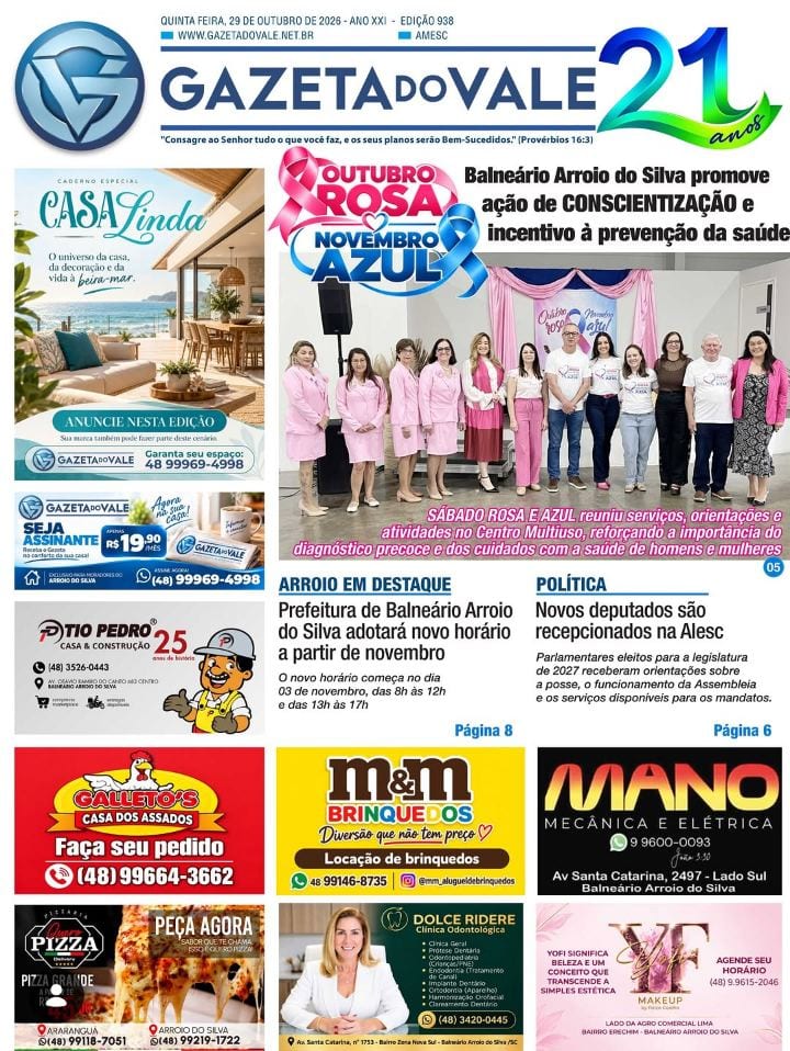 GAZETA DO VALE – EDIÇÃO 938 JÁ ESTÁ CIRCULANDO!