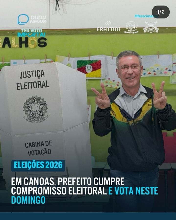 EM CANOAS, PREFEITO CUMPRE COMPROMISSO ELEITORAL E VOTA NESTE DOMINGO - O prefeito de Canoas, Airton Souza (PL), votou n