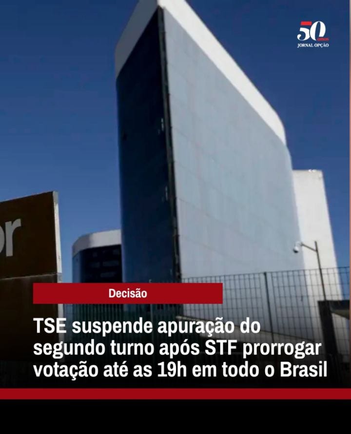 O Tribunal Superior Eleitoral (TSE) interrompeu a atualização da apuração dos votos do segundo turno das eleições presid