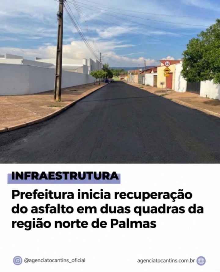 Prefeitura inicia recuperação do asfalto em duas quadras da região norte de Palmas