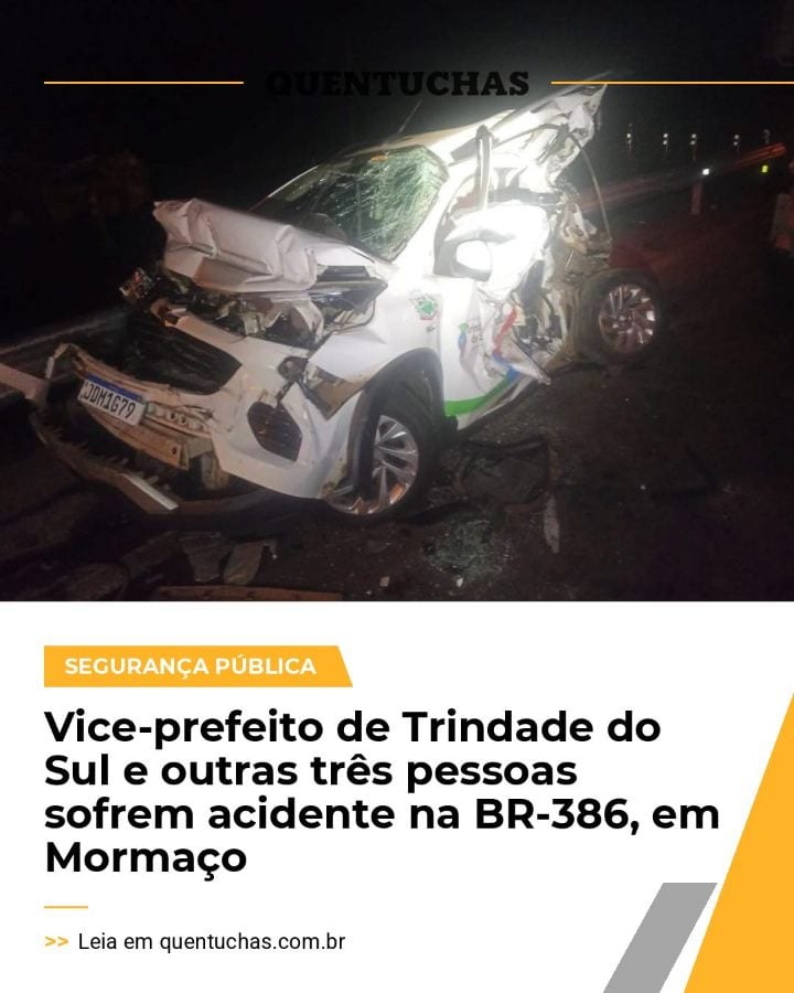 O vice-prefeito de Trindade do Sul, Ricardo Pizzi, esteve envolvido em um acidente de trânsito na noite desta quarta-fei