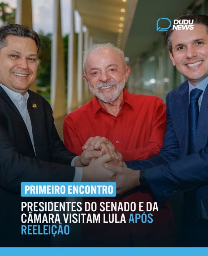 PRIMEIRO ENCONTRO: PRESIDENTES DO SENADO E DA CÂMARA VISITAM LULA APÓS REELEIÇÃO - O presidente do Senado Federal, Davi