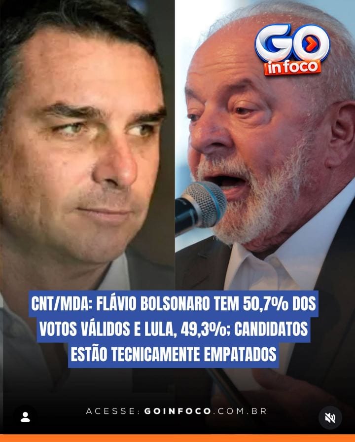 Pesquisa CNT/MDA divulgada neste sábado (24), véspera do segundo turno da eleição presidencial, aponta Flávio Bolsonaro