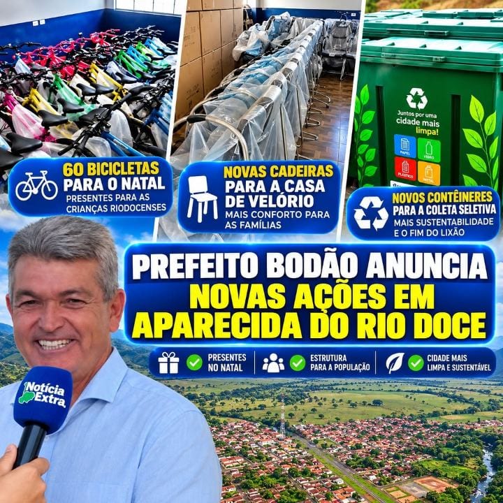 Bodão anuncia 60 bicicletas, 30 contêineres e novas cadeiras para velório