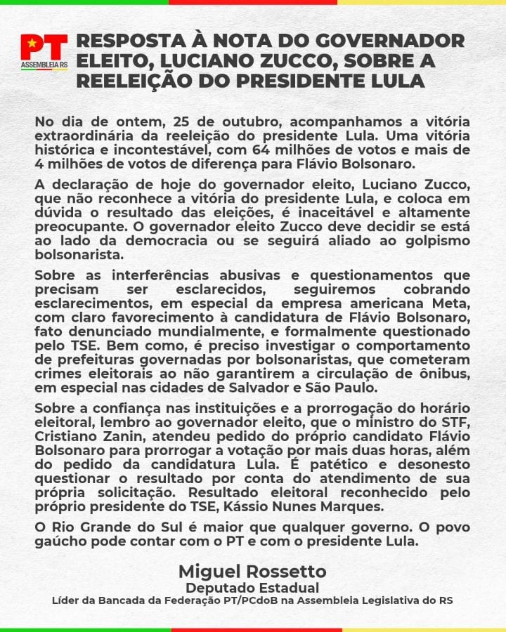 Alô, governador eleito do RS, Luciano Zucco!