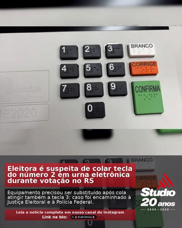 #Eleições2026 | Eleitora é suspeita de colar tecla do número 2 em urna eletrônica durante votação no RS |