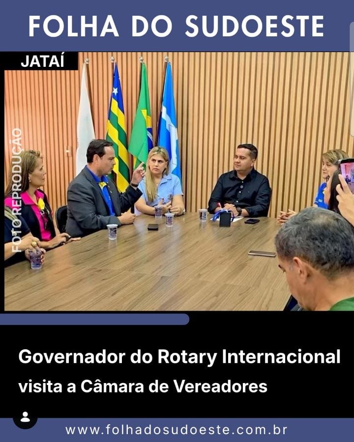 A Câmara Municipal de Jataí recebeu, na terça-feira, 27 de outubro, a visita do governador do Rotary Club Internacional,