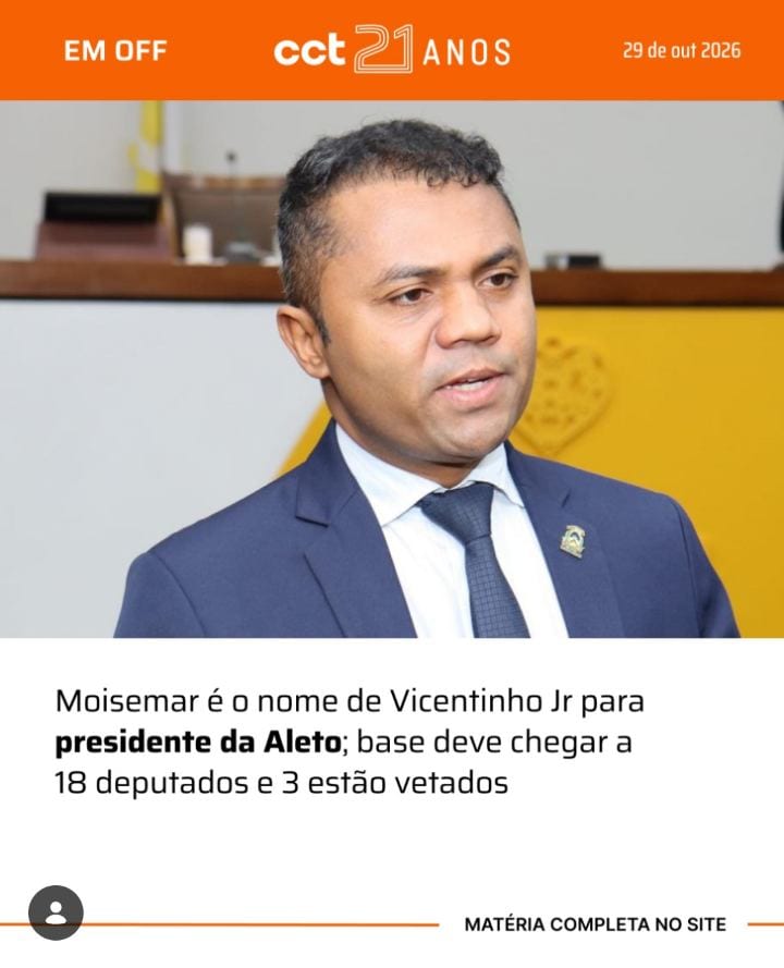O deputado estadual Moisemar Marinho (PL) deve ser o candidato a presidente da Assembleia do grupo do governador eleito