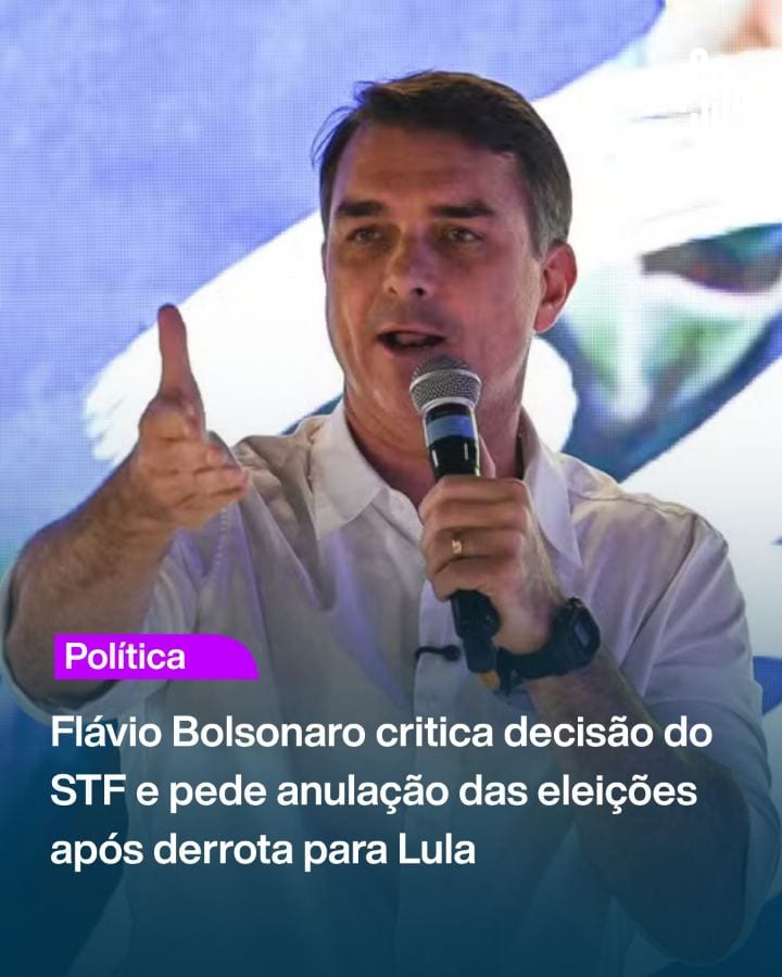 O senador Flávio Bolsonaro (PL-RJ), derrotado na disputa pela Presidência da República, criticou neste domingo (25) a de