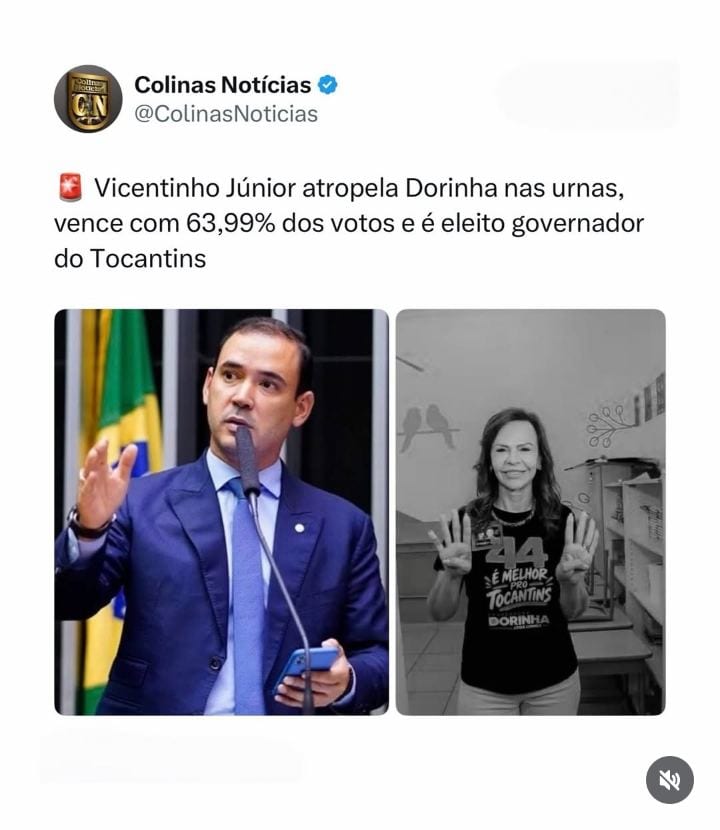 Vicentinho Júnior atropela a professora Dorinha e é eleito governador do Tocantins com 63,99% dos votos