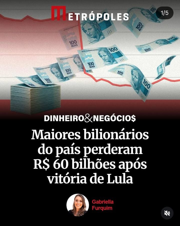 Juntos, os 10 maiores bilionários do Brasil perderam cerca de R$ 61 bilhões desde a reeleição de Lula.
