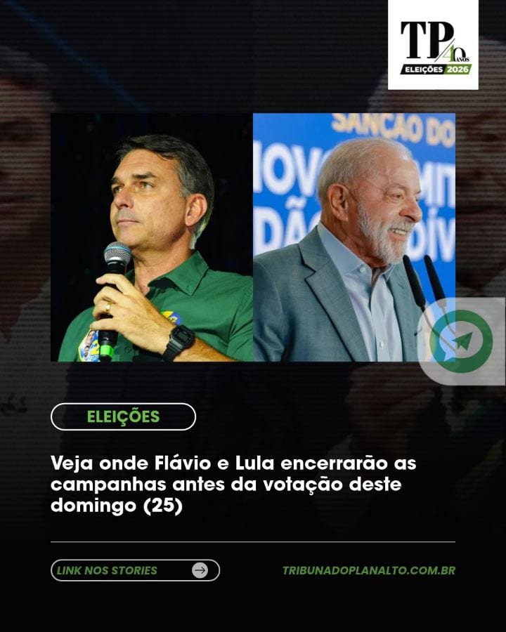 Flávio Bolsonaro (PL) e Lula (PT) realizam neste sábado (24) os últimos atos públicos de campanha antes do segundo turno