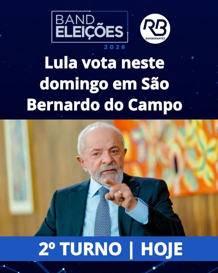 O presidente da República e candidato à reeleição Luiz Inácio Lula da Silva (PT) vota neste domingo (25), às 8h, na Esco