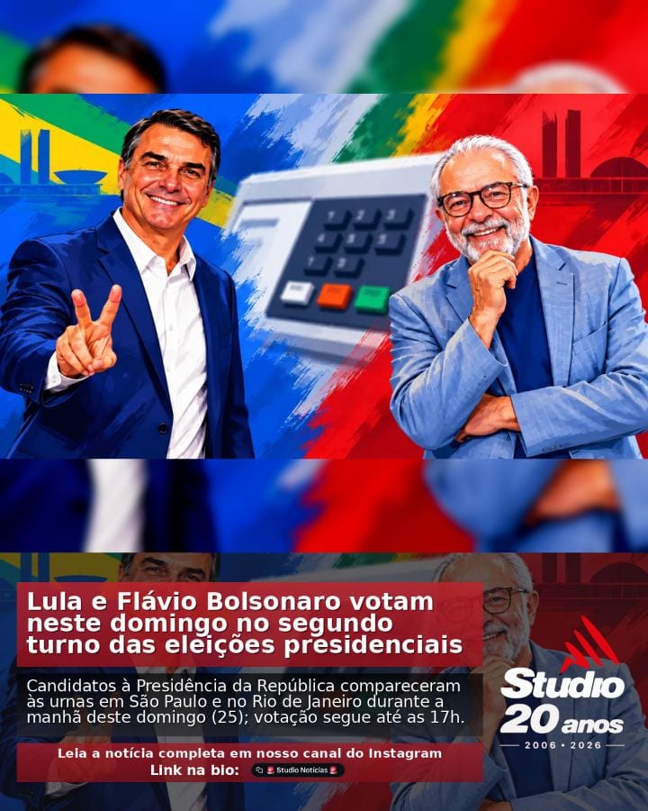 #Eleições2026 | Lula e Flávio Bolsonaro votam neste domingo no segundo turno das eleições presidenciais |