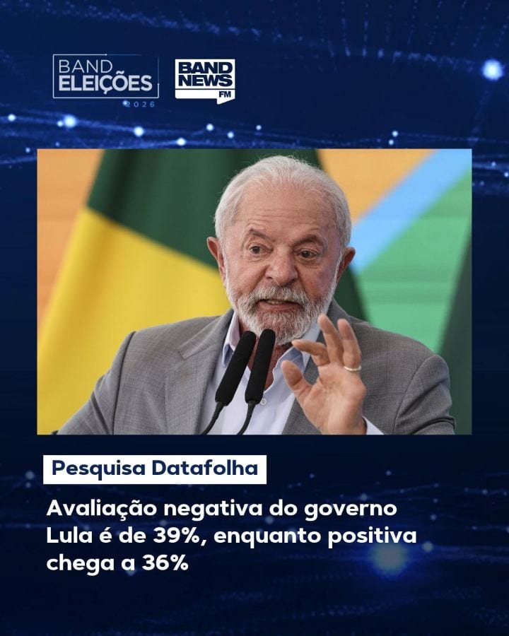 39% avaliam governo Lula como ruim ou péssimo; 36% dizem ser bom/ótimo