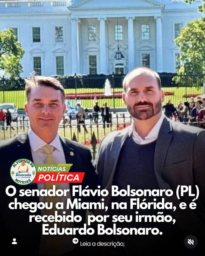 Flávio Bolsonaro chega a Miami e se encontra com Eduardo Bolsonaro nos Estados Unidos