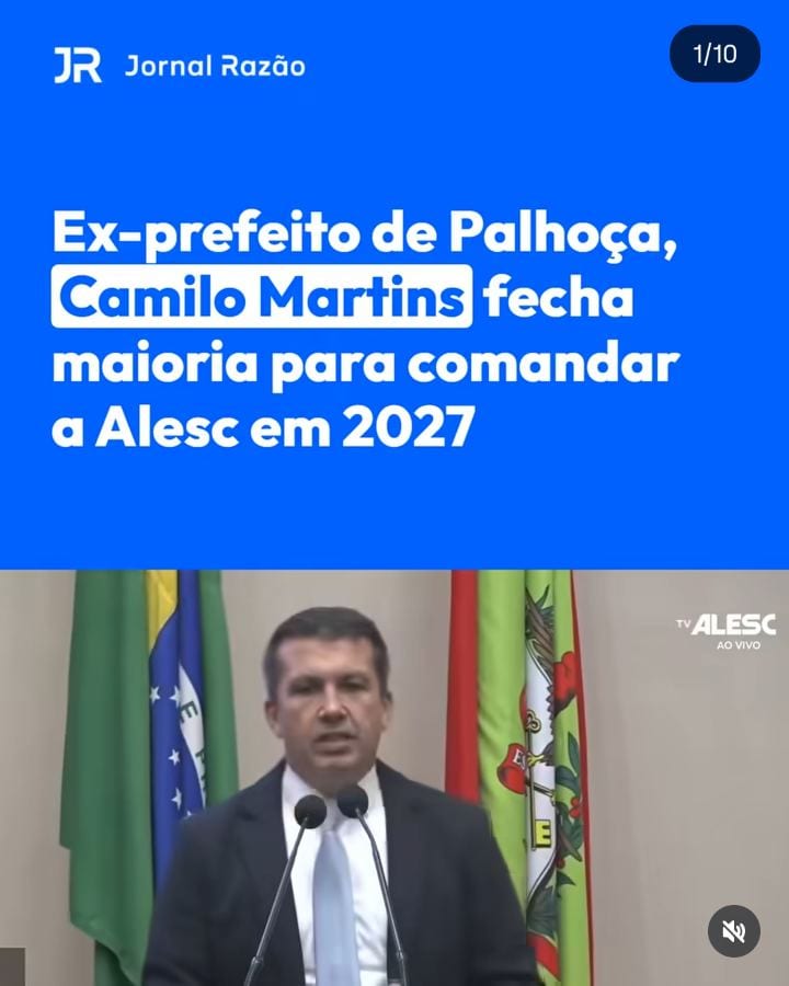 O deputado estadual Camilo Martins (PL), ex-prefeito de Palhoça, fechou a maioria para comandar a Assembleia Legislativa