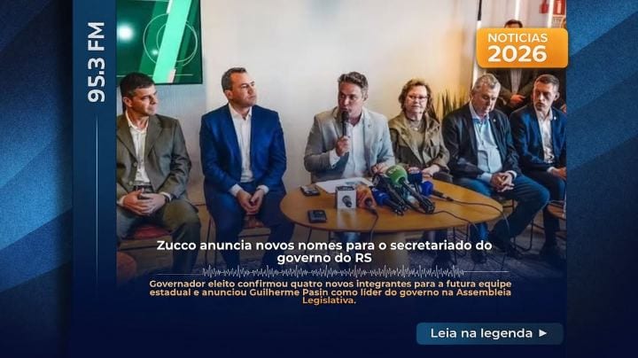 O governador eleito do Rio Grande do Sul, Luciano Zucco (PL), anunciou na tarde de quinta-feira, 29 de outubro, novos no