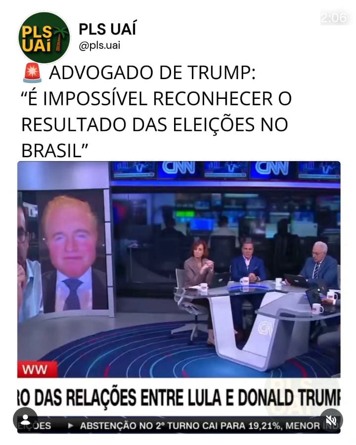ADVOGADO DE TRUMP: “É IMPOSSÍVEL RECONHECER O RESULTADO DAS ELEIÇÕES NO BRASIL”