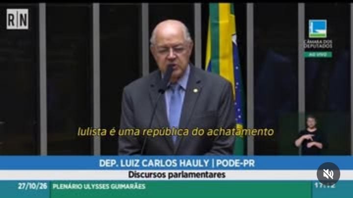 Hauly critica gestão de Lula na tribuna da Câmara e afirma que Brasil "perdeu oportunidade de trocar de gerente"