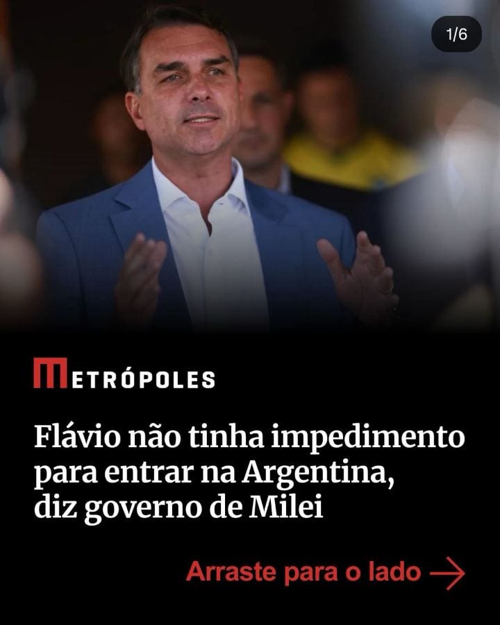 O governo da Argentina afirmou que o senador Flávio Bolsonaro (PL) não tinha impedimento legal para entrar no país.