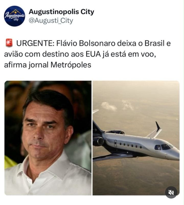 O senador Flávio Bolsonaro (PL-RJ) teria deixado o Brasil com destino aos Estados Unidos.