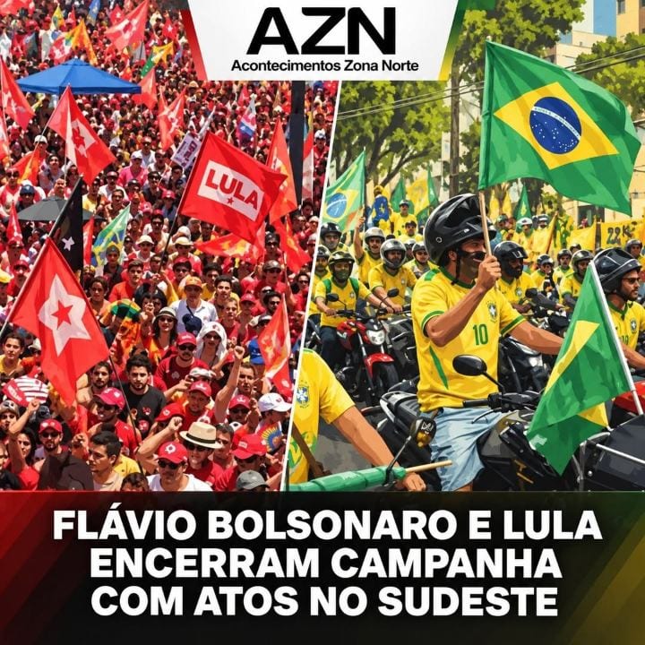 Flávio Bolsonaro e Lula mobilizam apoiadores no último dia de campanha